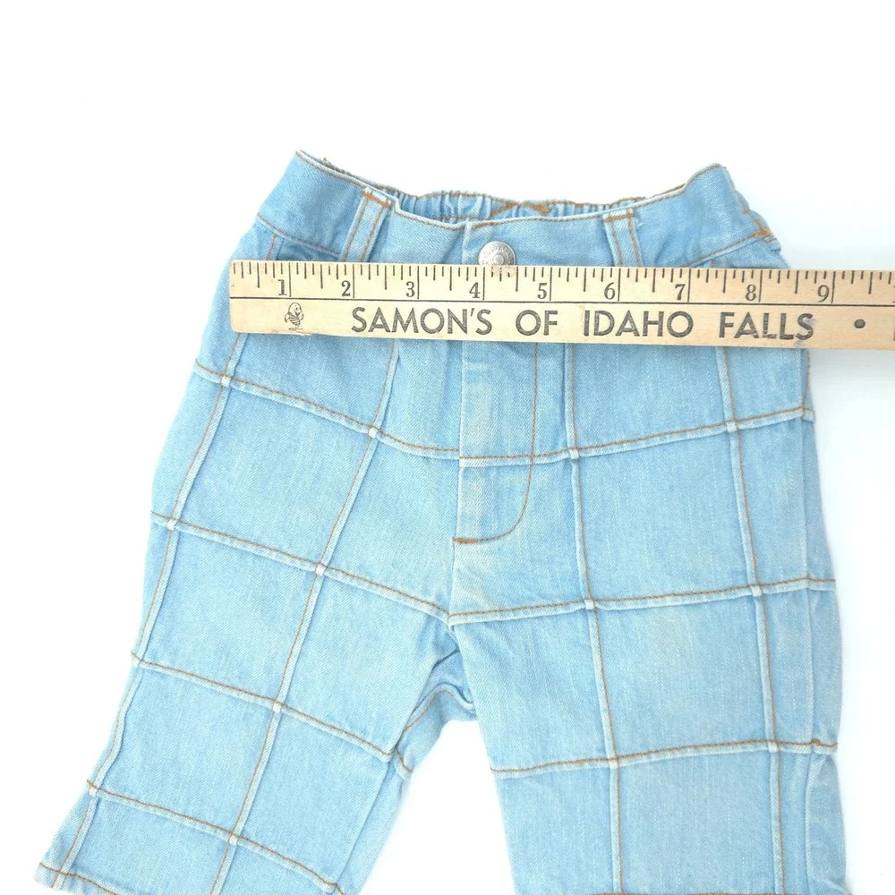 Baby Gap Denim Jeans Grid Stitched Light Wash Vintage‎ 6-12 Months Boys Girls